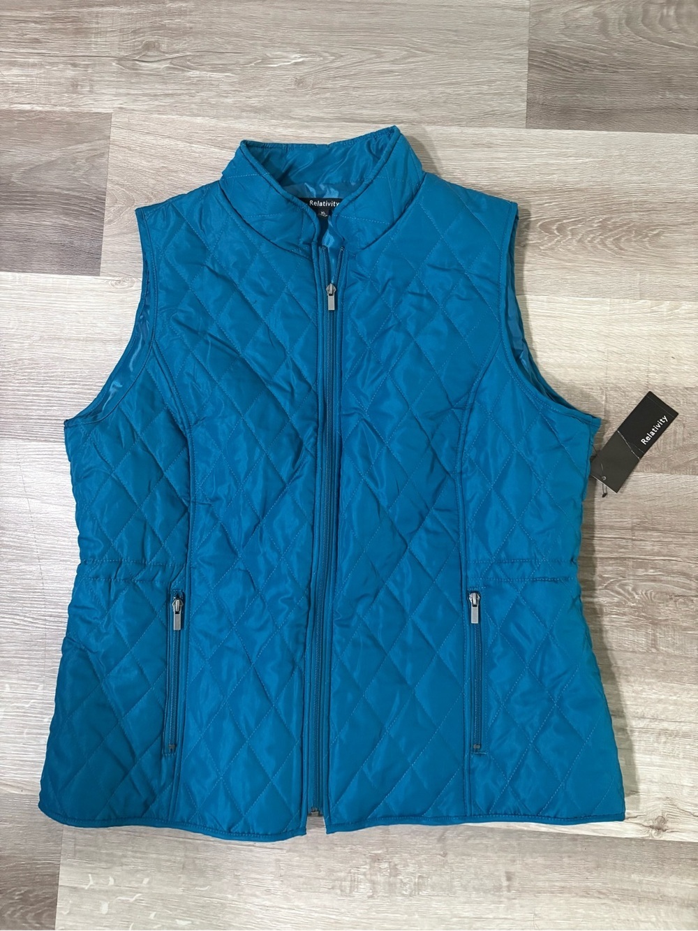 Relativity Quilted Teal Blue Packable Puffer Vest. Full zip. Women’s XL. NWT